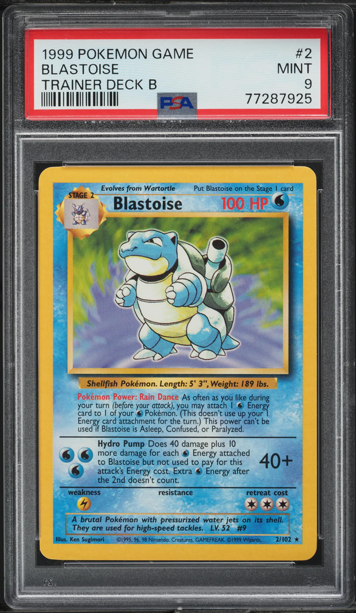 1999 Pokemon Base Set Trainer Deck B Blastoise #2 PSA 9 MINT