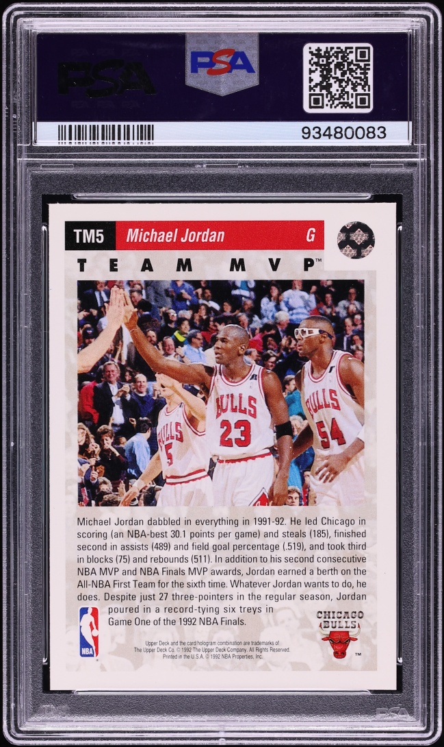 1992 Upper Deck Team MVP's Michael Jordan #TM5 PSA 10 GEM MINT