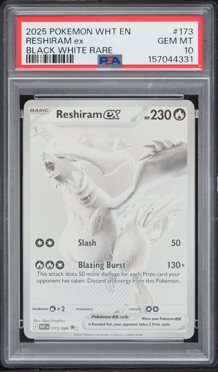 2025 Pokemon Scarlet & Violet White Flare BWR Reshiram EX #173 PSA 10 GEM MINT