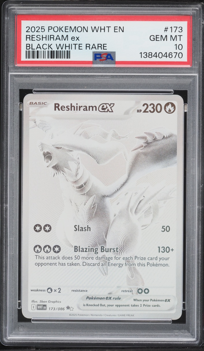 2025 Pokemon Scarlet & Violet White Flare BWR Reshiram ex #173 PSA 10 GEM MINT