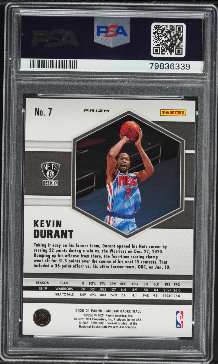 2020 Panini Mosaic Genesis Kevin Durant #7 PSA 10 GEM MINT