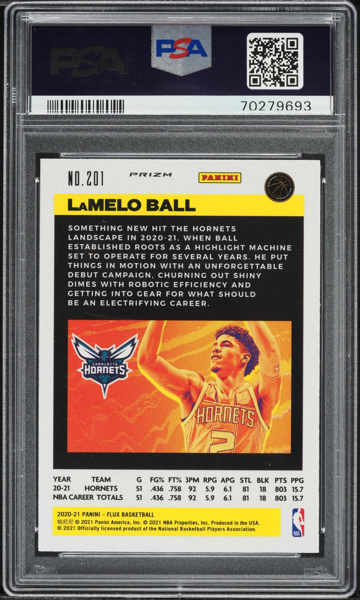 2020 Panini Flux Fanatics Cracked Ice LaMelo Ball ROOKIE #201 PSA 10 GEM MINT