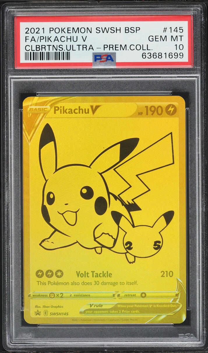 2021 Pokemon Sword & Shield Promo Ultra Premium Collection Full Art Pikachu V #145 PSA 10 GEM