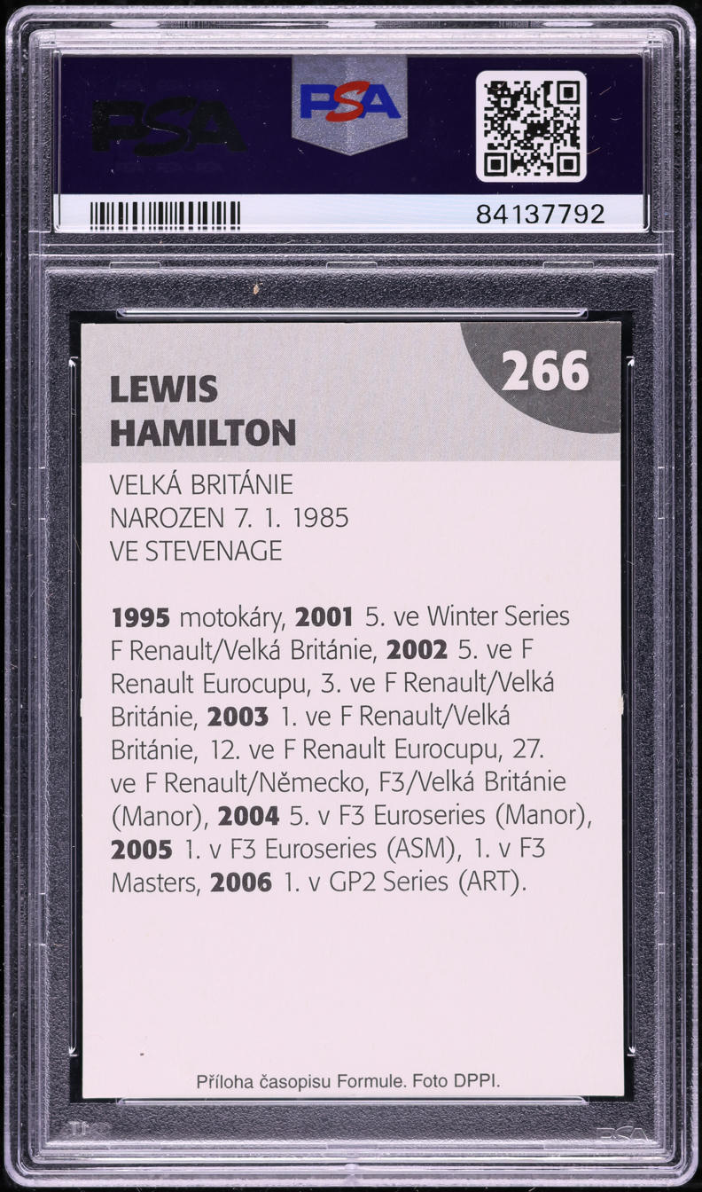 2007 Formule & Moto GP F1 Lewis Hamilton ROOKIE #266 PSA 5 EX