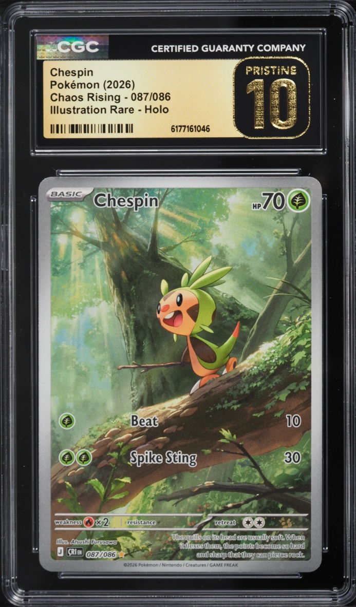 2026 Pokemon Mega Evolution Chaos Rising IR Chespin #087 CGC 10 PRISTINE