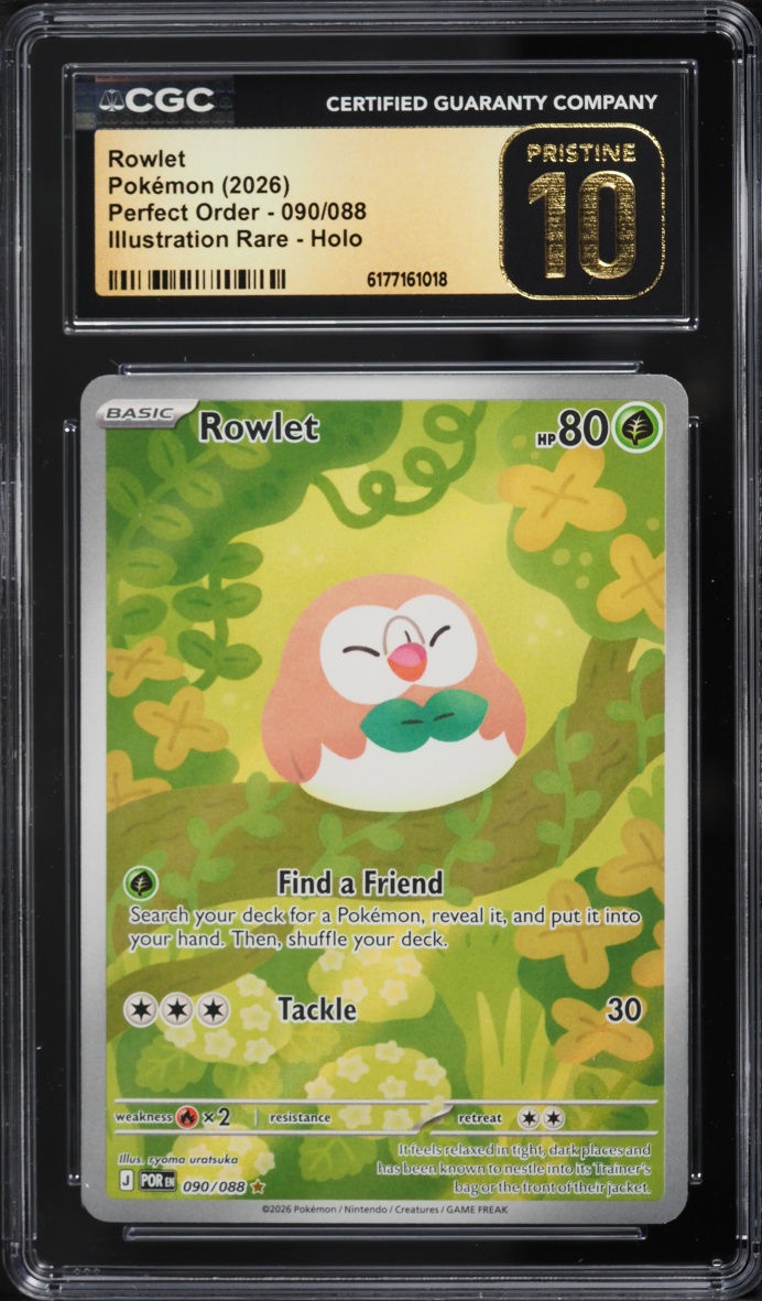 2026 Pokemon Mega Evolution Perfect Order IR Rowlet #90 CGC 10 PRISTINE