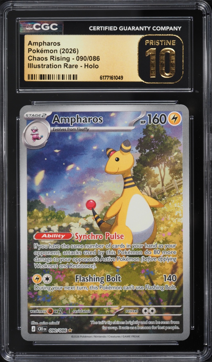 2026 Pokemon Mega Evolution Chaos Rising IR Ampharos #090 CGC 10 PRISTINE