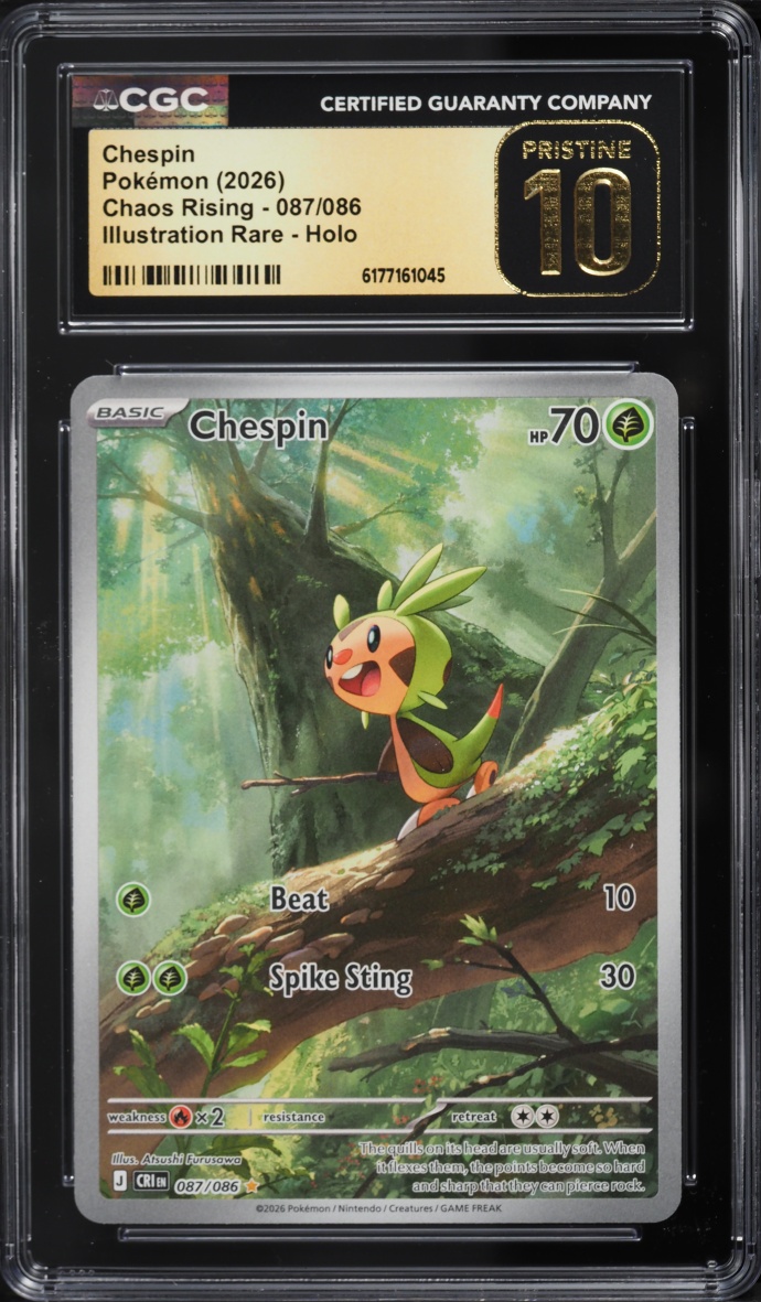 2026 Pokemon Mega Evolution Chaos Rising IR Chespin #087 CGC 10 PRISTINE