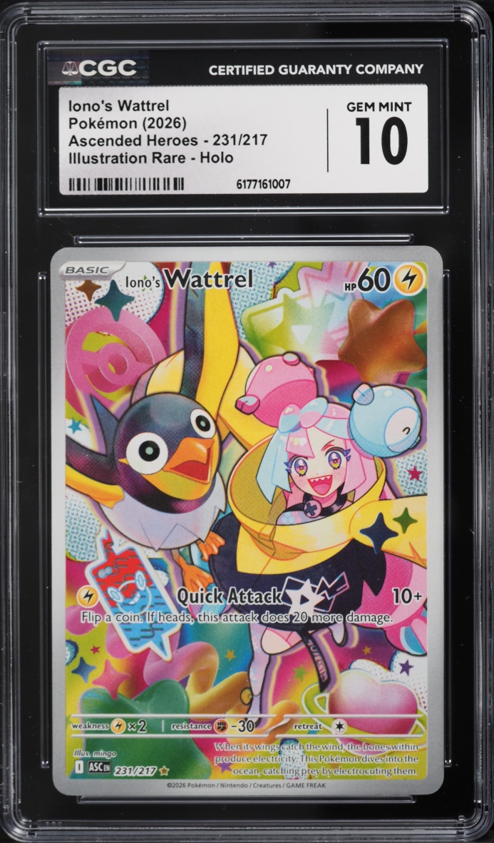 2026 Pokemon Mega Evolution Ascended Heroes IR Iono's Wattrel #231 CGC 10 GEM MINT