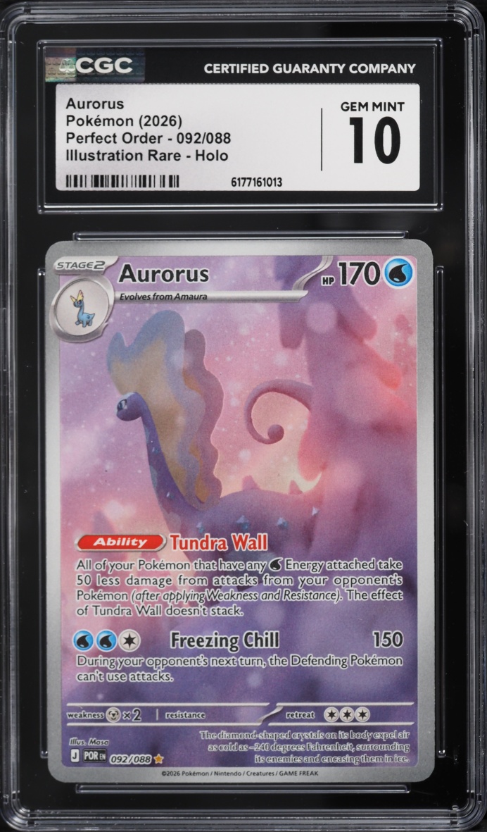 2026 Pokemon Mega Evolution Perfect Order IR Aurorus #92 CGC 10 GEM MINT