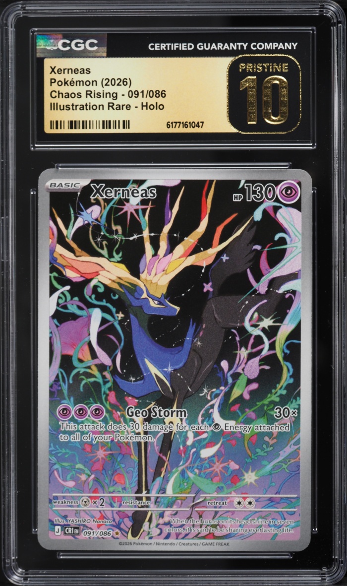 2026 Pokemon Mega Evolution Chaos Rising IR Xerneas #091 CGC 10 PRISTINE