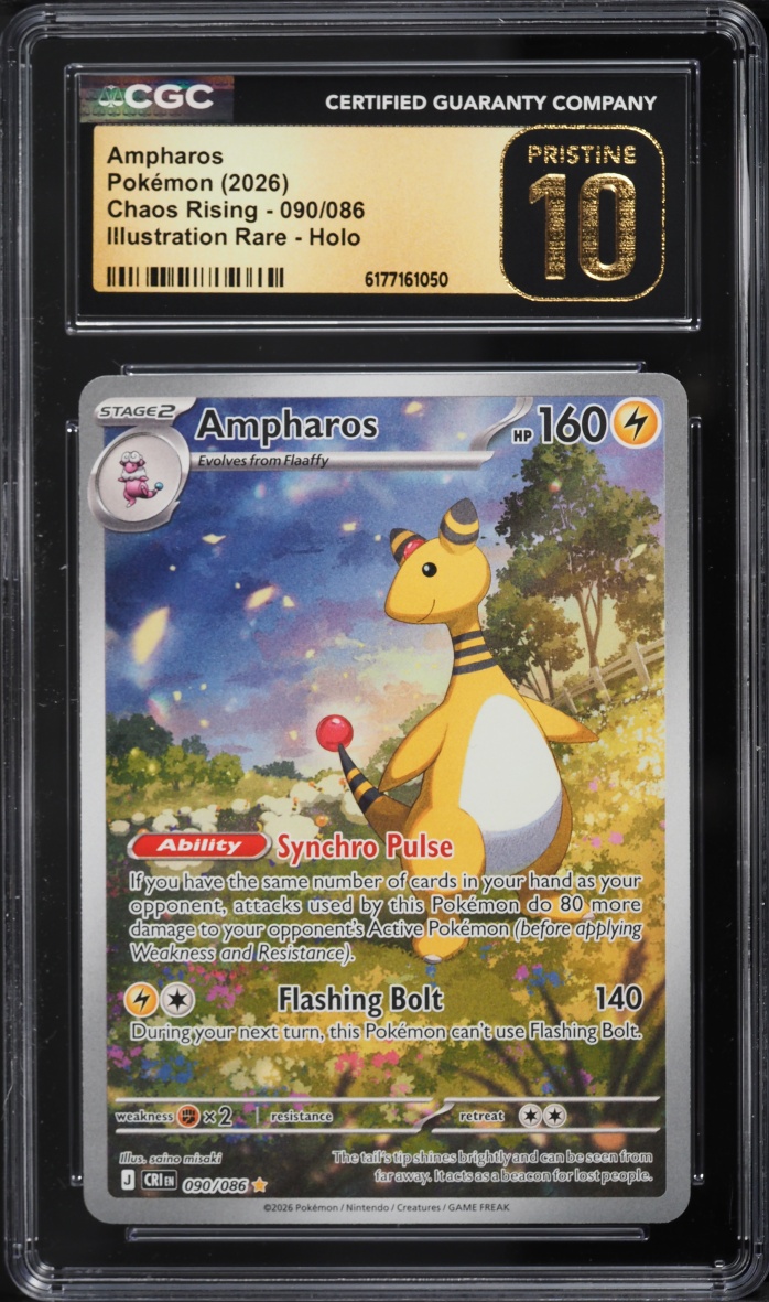 2026 Pokemon Mega Evolution Chaos Rising IR Ampharos #090 CGC 10 PRISTINE