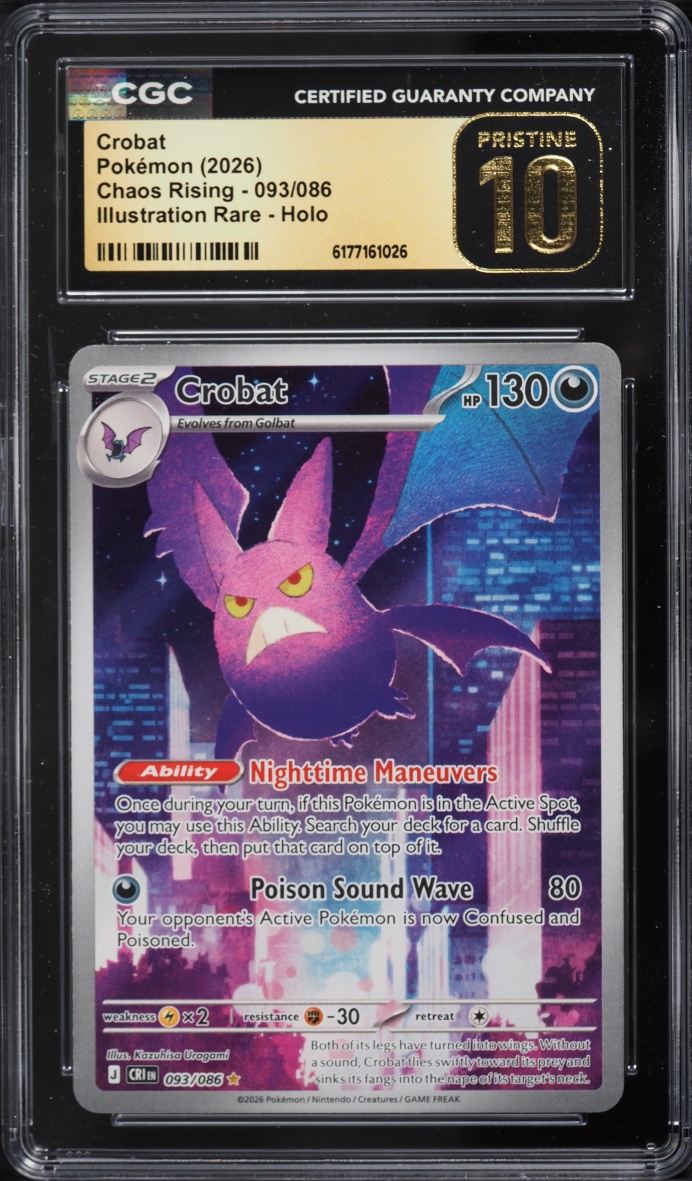 2026 Pokemon Mega Evolution Chaos Rising IR Crobat #093 CGC 10 PRISTINE