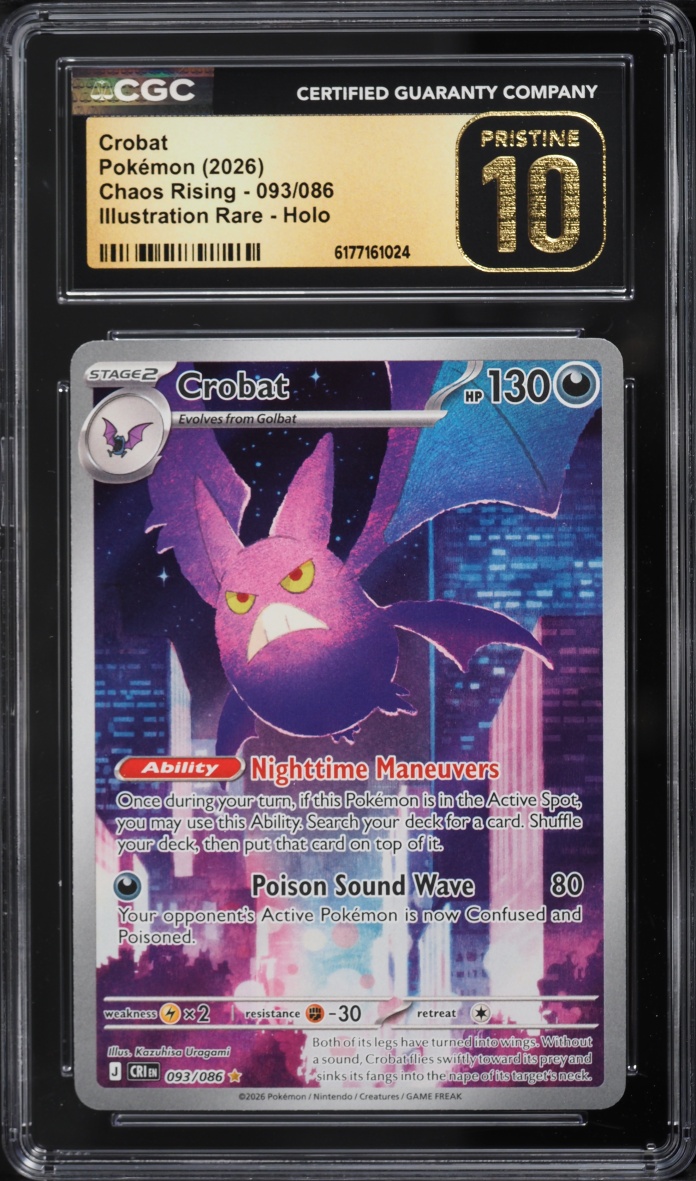 2026 Pokemon Mega Evolution Chaos Rising IR Crobat #093 CGC 10 PRISTINE