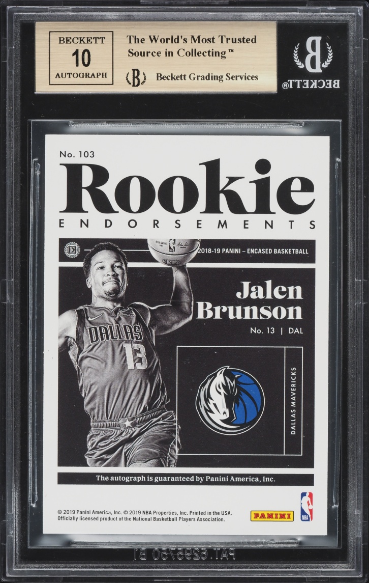 2018 Panini Encased Jalen Brunson ROOKIE AUTO /75 #103 BGS 9.5 GEM MINT