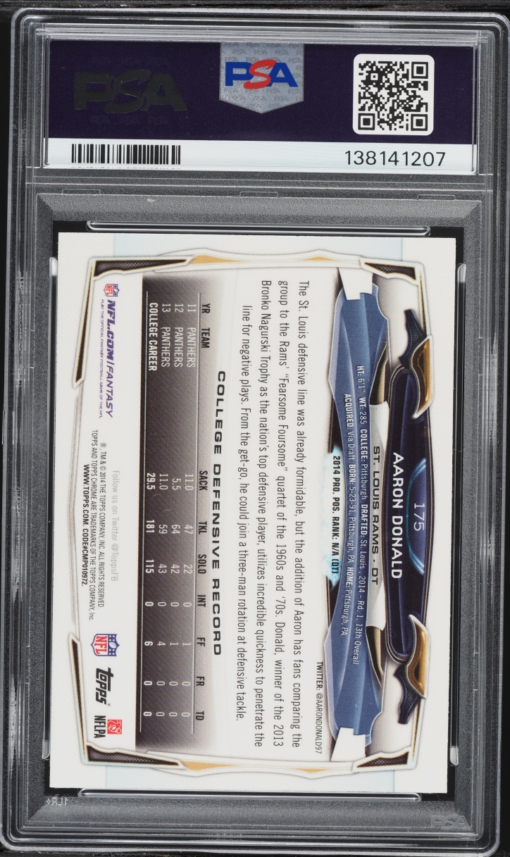 2014 Topps Chrome Aaron Donald ROOKIE #175 PSA 9 MINT