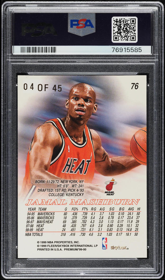 1999 Skybox Premium Star Rubies Jamal Mashburn /45 #76 PSA 7 NRMT