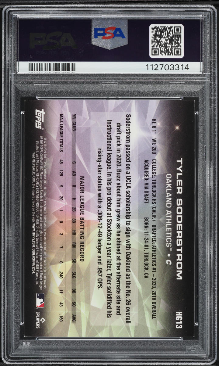 2024 Topps Chrome Hidden Gems Tyler Soderstrom ROOKIE #HG13 PSA 7 NRMT