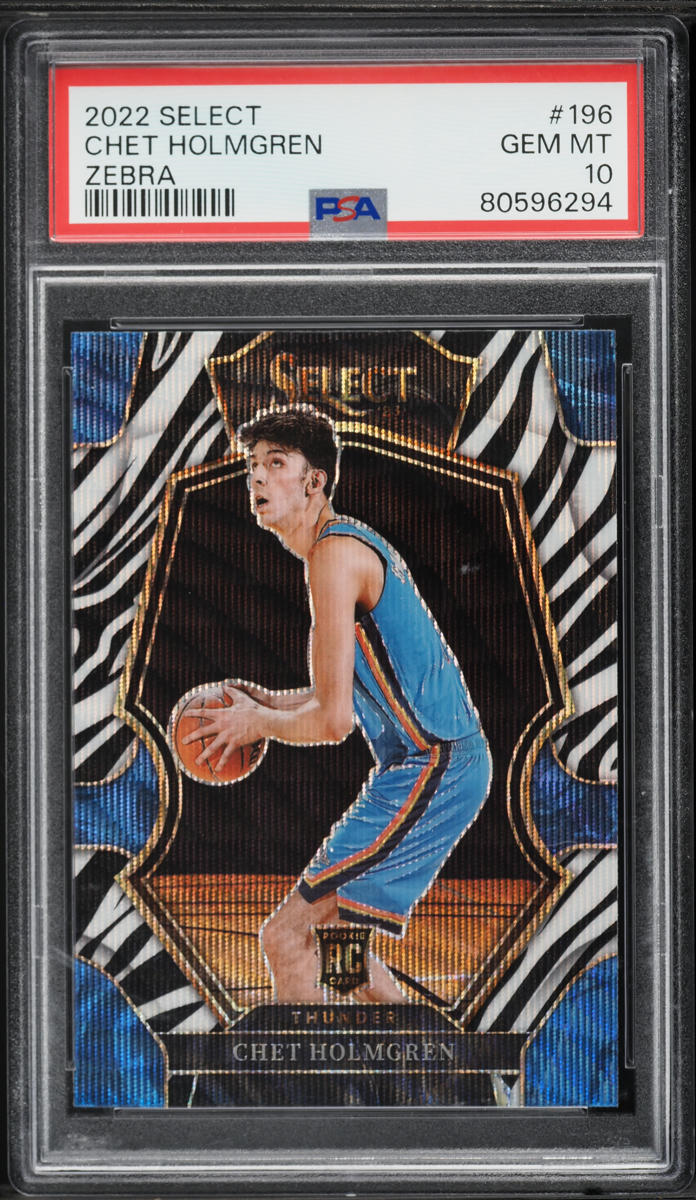 2022 Select Premier Level Zebra Chet Holmgren ROOKIE #196 PSA 10 GEM MINT