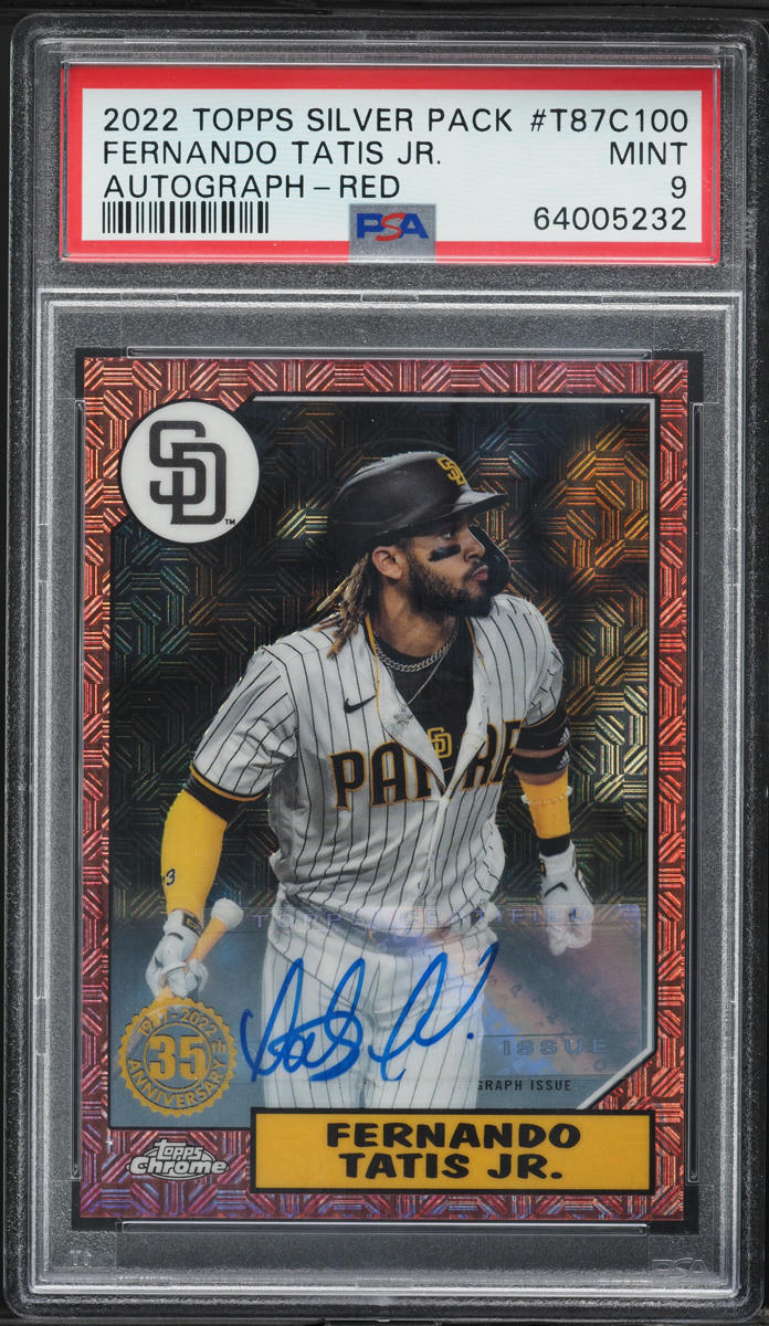 2022 Topps Chrome Silver Pack '87 Red Refractor Fernando Tatis Jr. AUTO /5 PSA 9