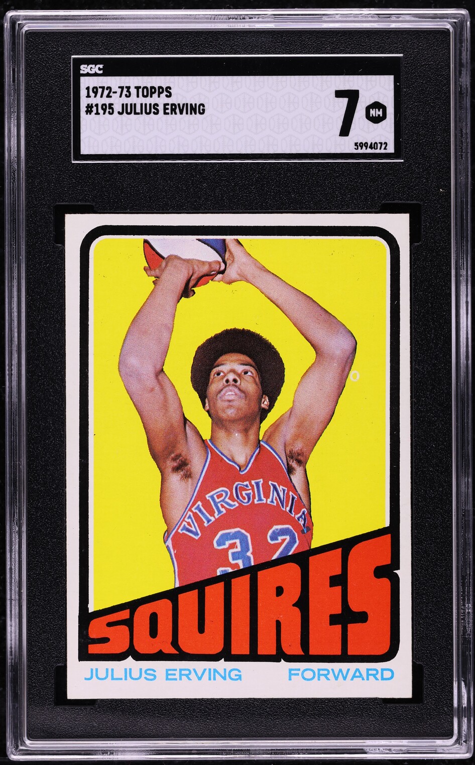 1972 Topps Basketball Julius Erving ROOKIE #195 SGC 7 NRMT