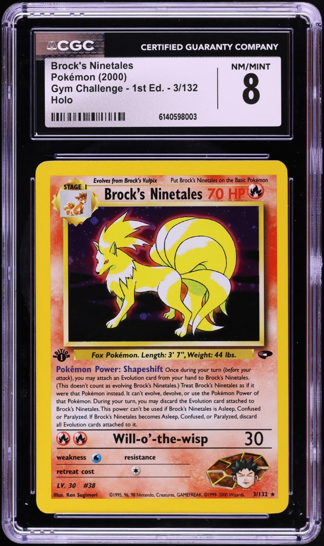 2000 Pokemon Gym Challenge 1st Edition Holo Brock's Ninetales #3 CGC 8 NM-MT