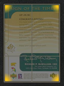 2003 SP Authentic Arnold Palmer Jack Nicklaus Billy Casper AUTO /25 MBA AUTH
