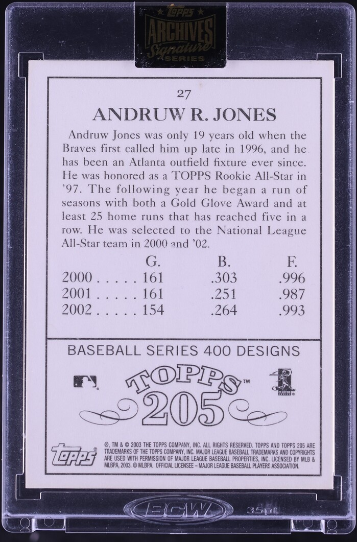 2022 Topps Archives Signature Series Retired Andruw Jones AUTO /7 #27