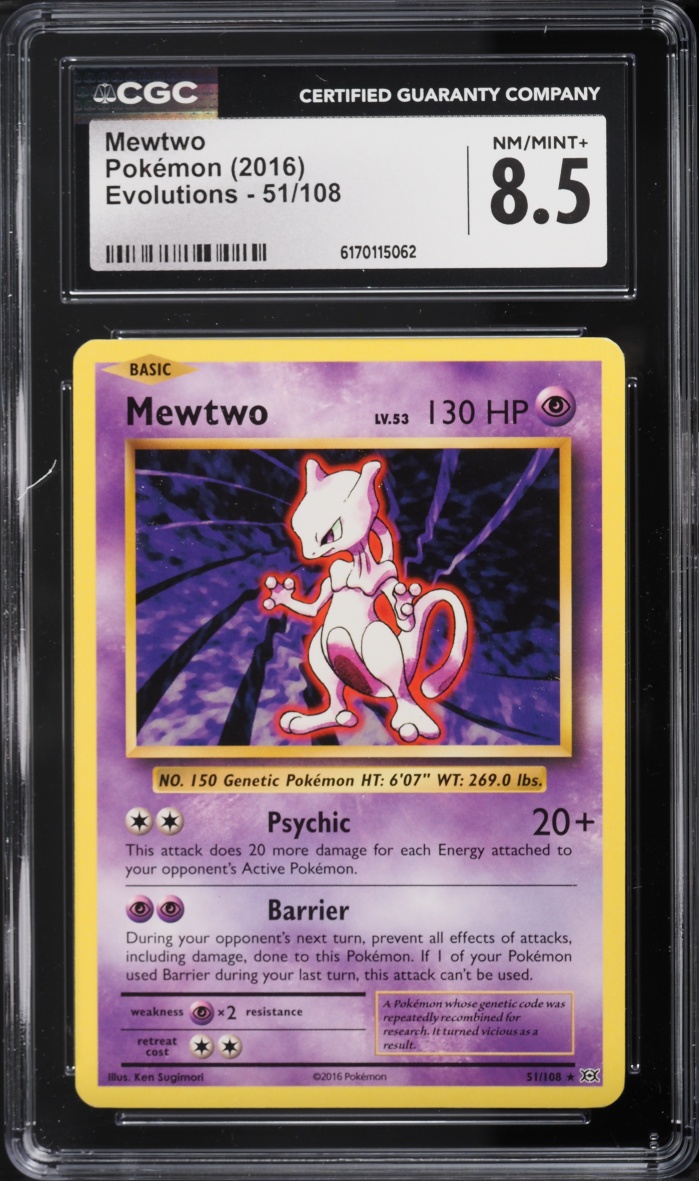 2016 Pokemon XY Evolutions Mewtwo #51 CGC 8.5 NM-MT+