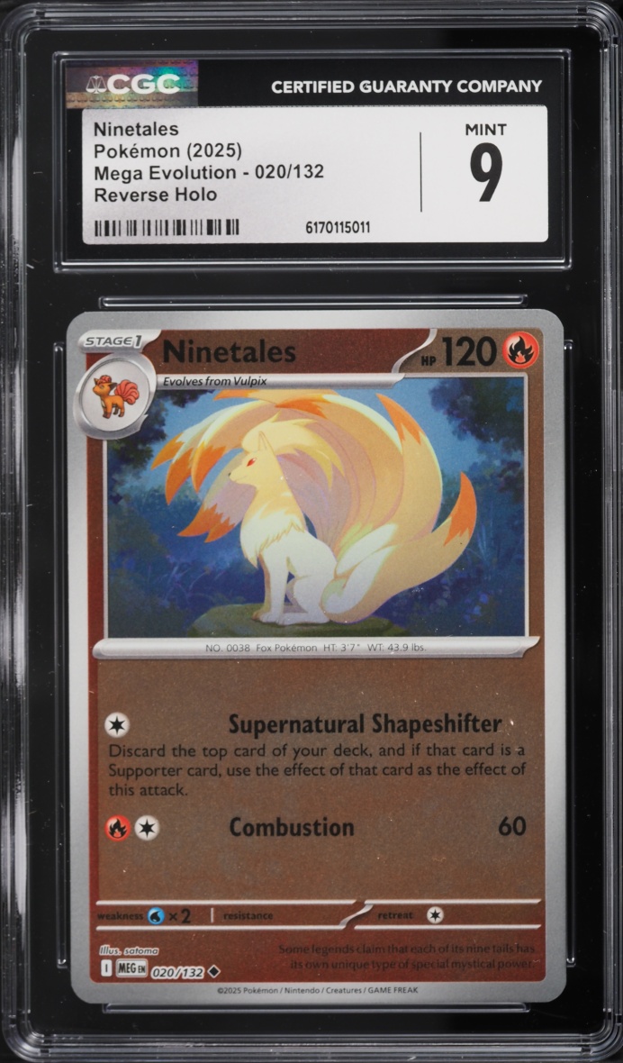 2025 Pokemon Mega Evolution Reverse Holo Ninetales #20 CGC 9 MINT