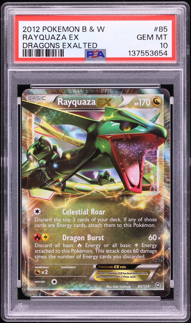 2012 Pokemon Black & White Dragons Exalted Holo Rayquaza EX #85 PSA 10 GEM MINT