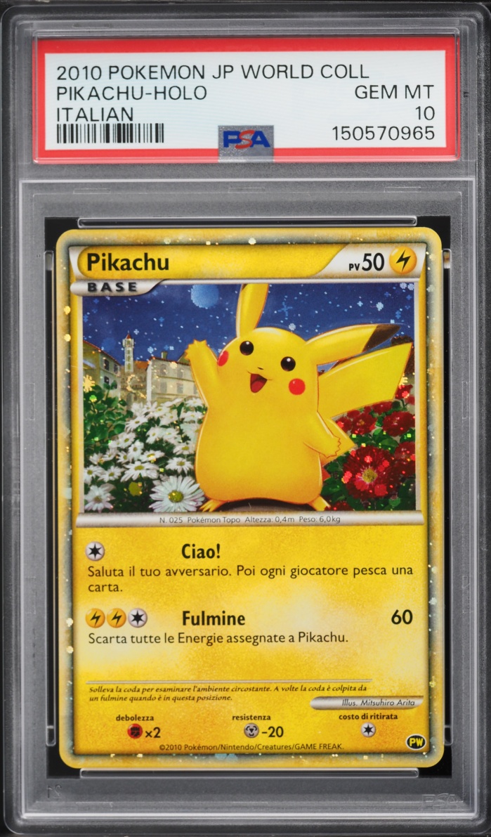 2010 Pokemon Italian World Collection Holo Pikachu PSA 10 GEM MINT