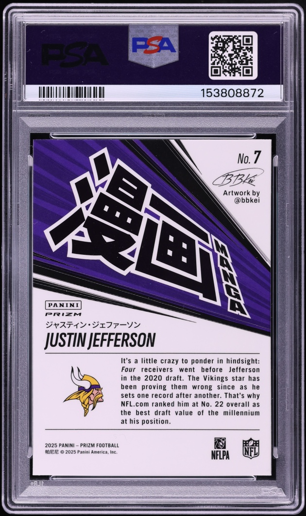 2025 Panini Prizm Manga Vertical Justin Jefferson #7 PSA 10 GEM MINT