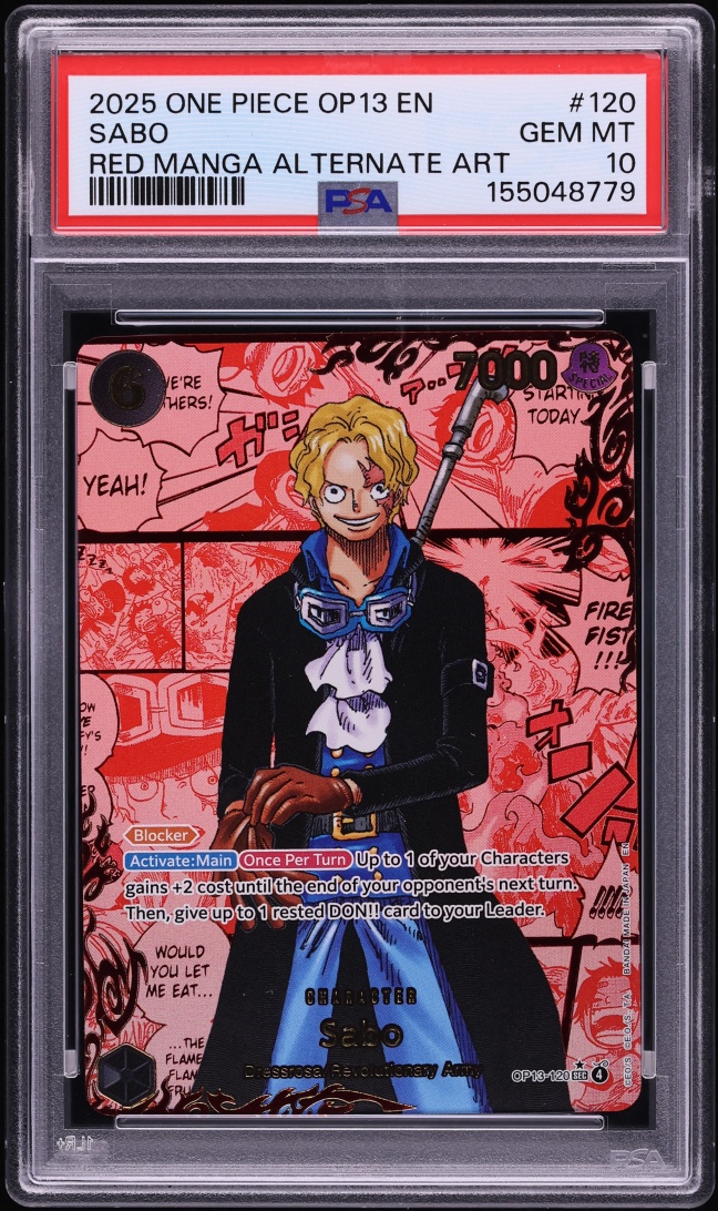 2025 One Piece Carrying On His Will SEC Red Manga Art Sabo #OP13-120 PSA 10 GEM MINT