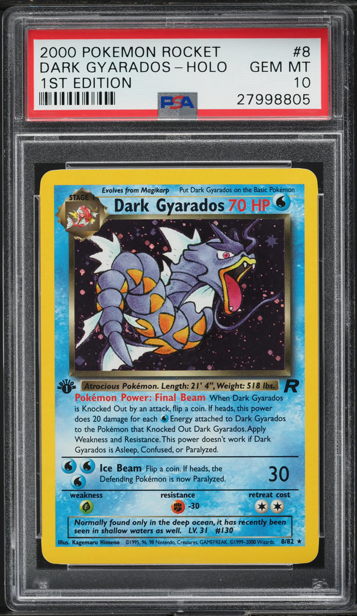 2000 Pokemon Team Rocket 1st Edition Holo Dark Gyarados #8 PSA 10 GEM MINT