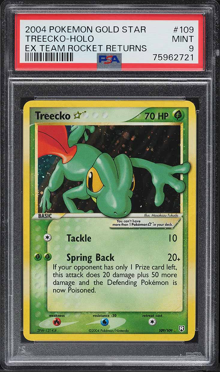 2004 Pokemon EX Team Rocket Returns Holo Treecko Gold Star #109 PSA 9 MINT
