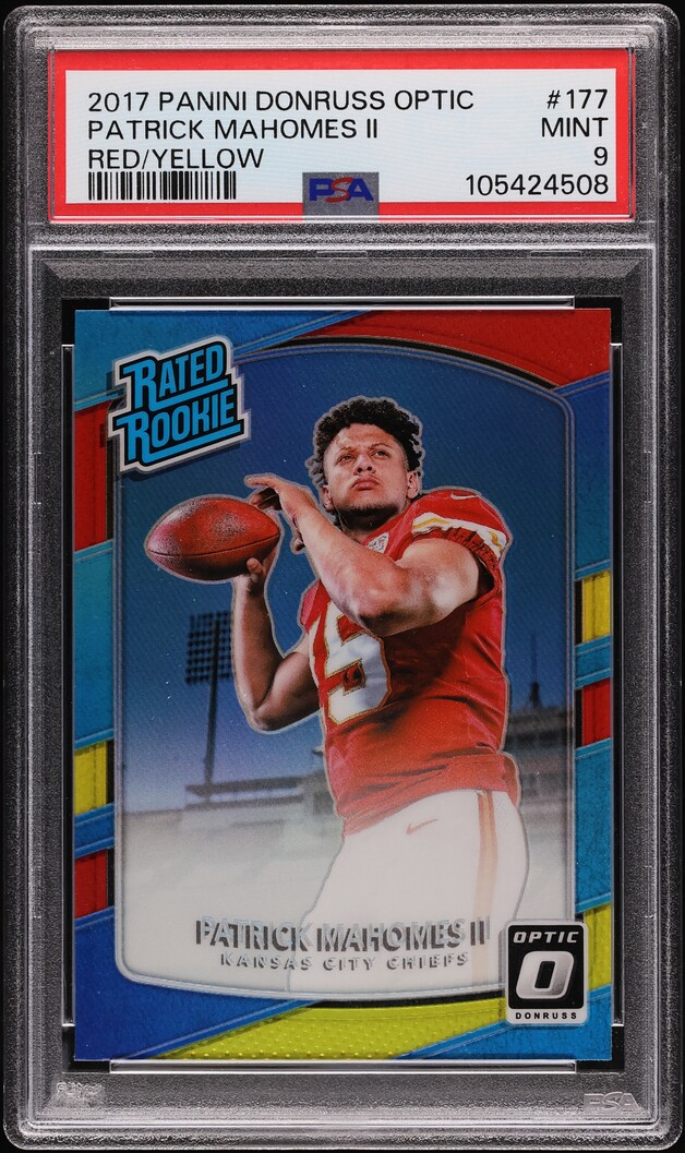 2017 Donruss Optic Red Yellow Patrick Mahomes II ROOKIE #177 PSA 9 MINT