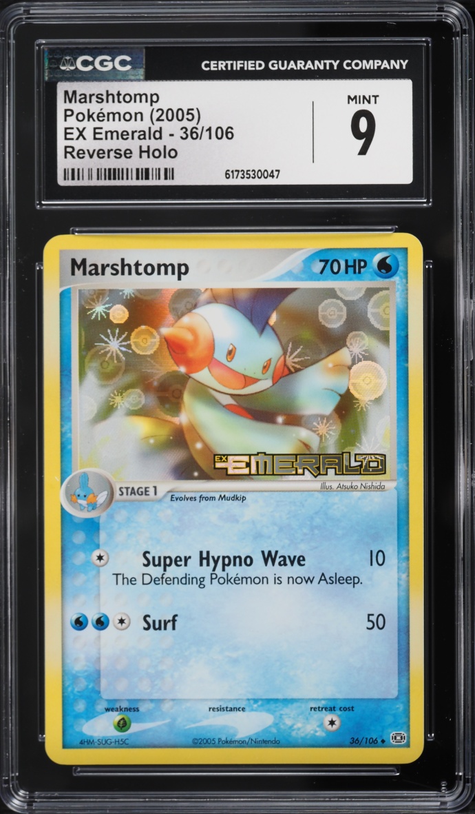 2005 Pokemon EX Emerald Reverse Holo Marshtomp #36 CGC 9 MINT