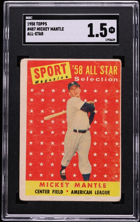 1958 Topps Mickey Mantle ALL-STAR #487 SGC 1.5 FR