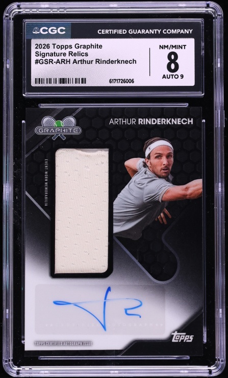 2026 Topps Graphite Signature Arthur Rinderknech PATCH AUTO #GSR-ARH CGC 8 NM-MT