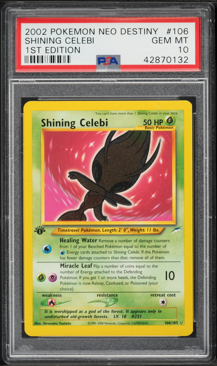 2002 Pokemon Neo Destiny 1st Edition Shining Celebi #106 PSA 10 GEM MINT