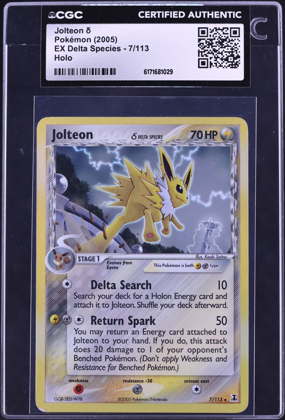 2005 Pokemon EX Delta Species Holo Jolteon #7 CGC AUTH