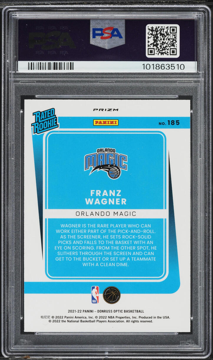 2021 Donruss Optic Purple Franz Wagner ROOKIE #185 PSA 9 MINT