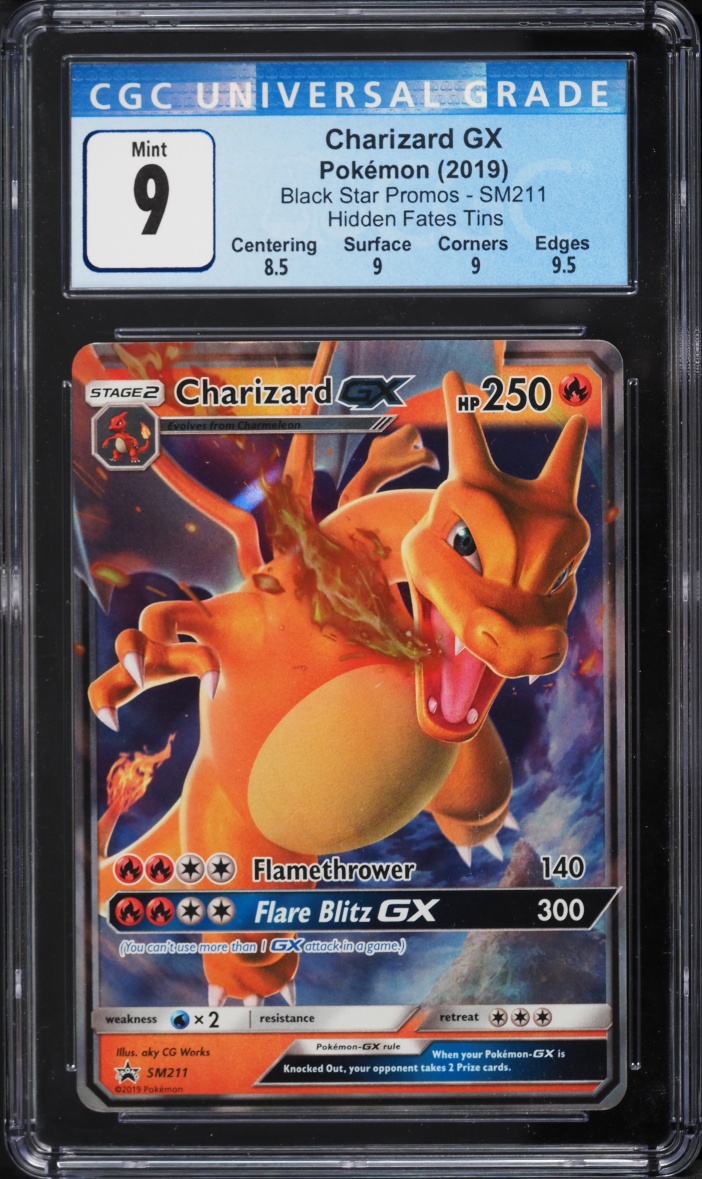 2019 Pokemon Sun & Moon Promo Hidden Fates Charizard Gx #SM211 CGC 9 MINT