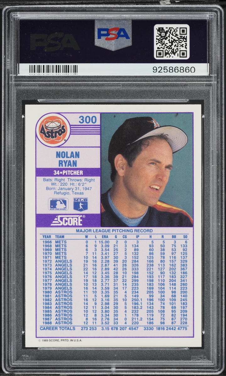1989 Score Nolan Ryan #300 PSA 10 GEM MINT