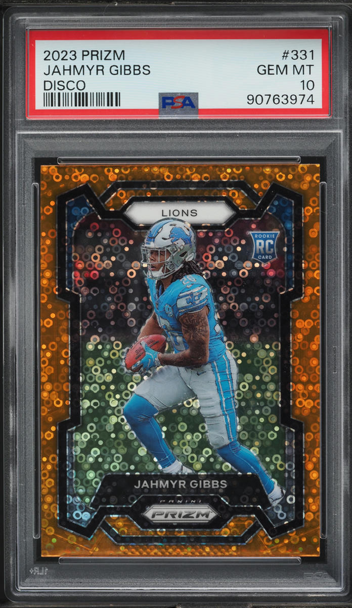 2023 Panini Prizm Disco Jahmyr Gibbs ROOKIE #331 PSA 10 GEM MINT