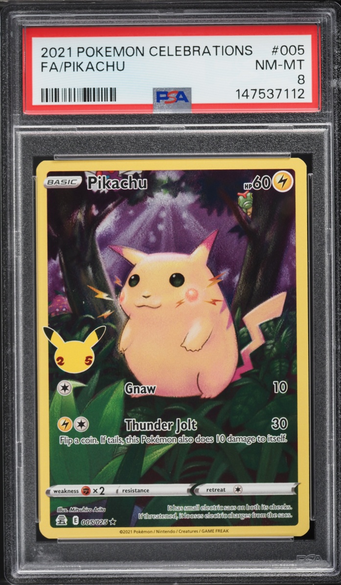 2021 Pokemon Sword & Shield Celebrations Full Art Pikachu #5 PSA 8 NM-MT
