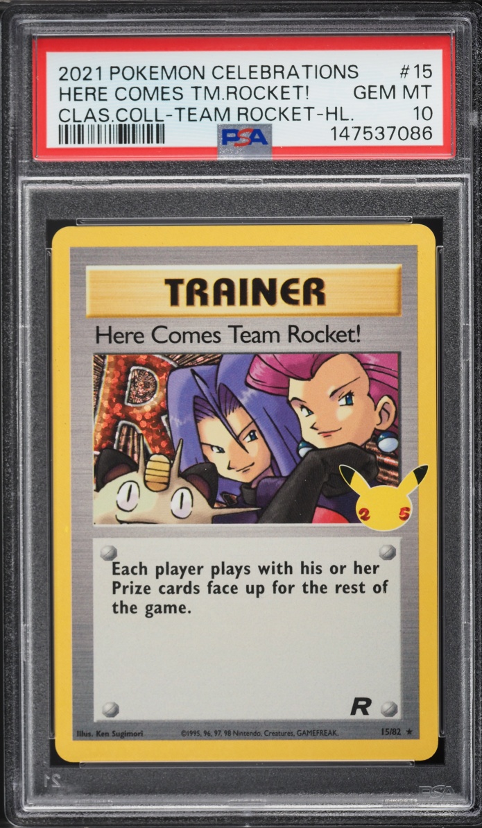 2021 Pokemon SWSH Celebrations Classic Collection Holo Here Comes Team Rocket! #15 PSA 10