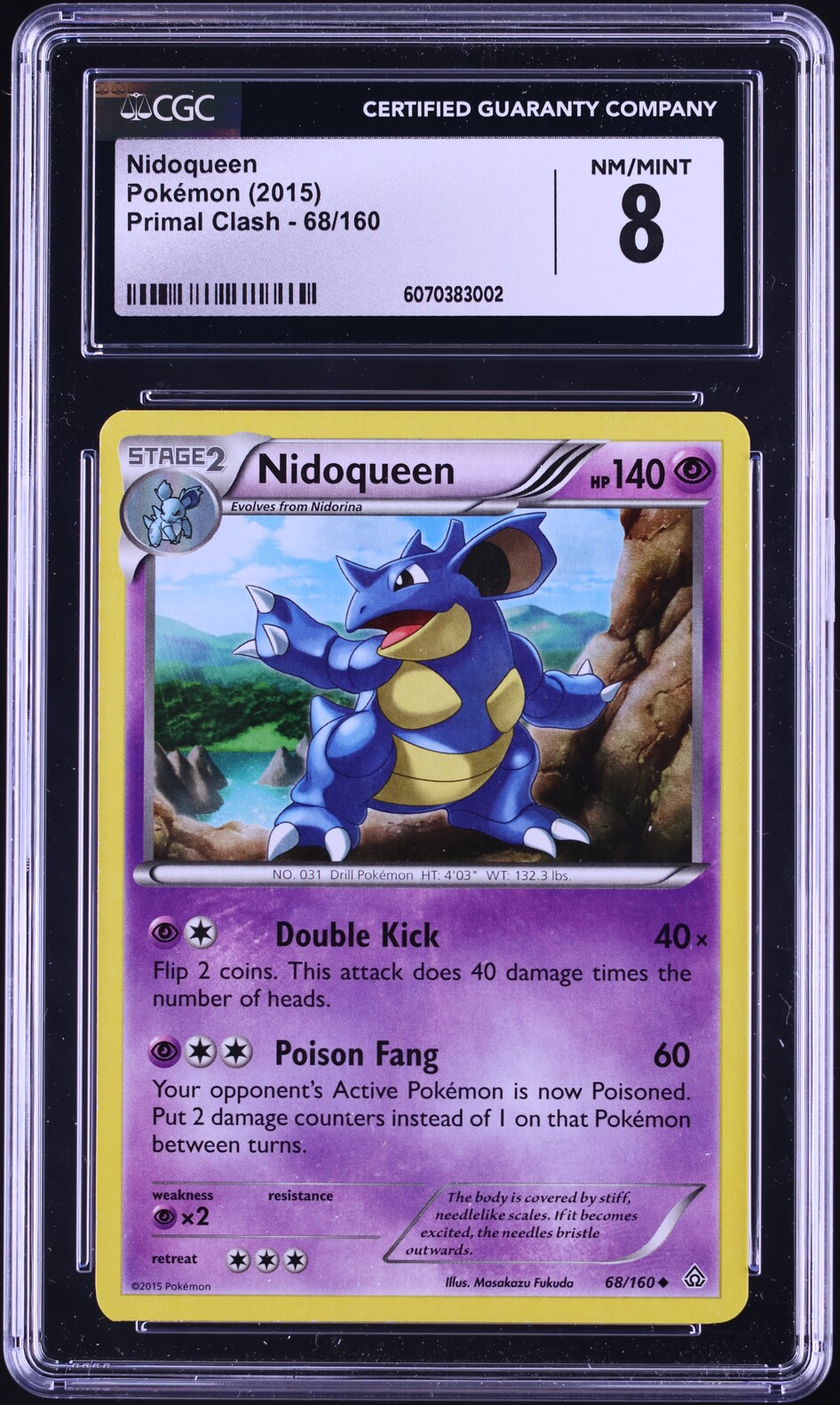 2015 Pokemon XY Primal Clash Nidoqueen #68 CGC 8 NM-MT