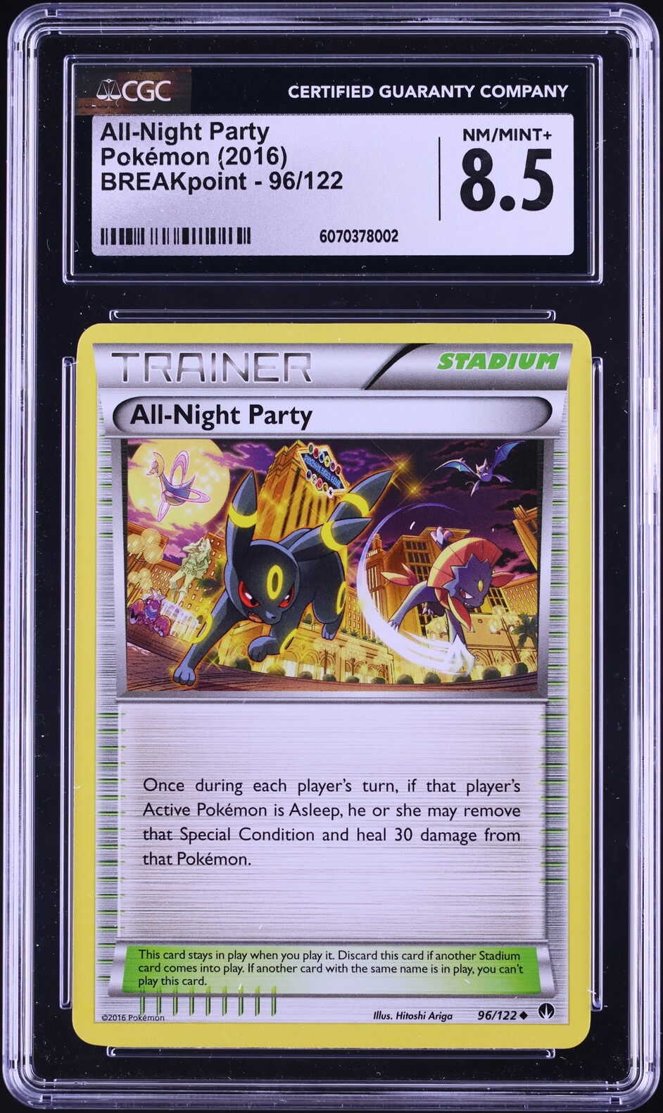 2016 Pokemon XY BREAKpoint All-Night Party #96 CGC 8.5 NM-MT+